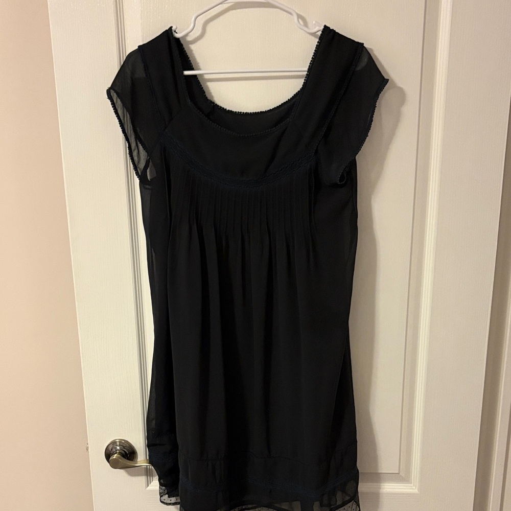Mango Black Sheer Sleeve Blouse